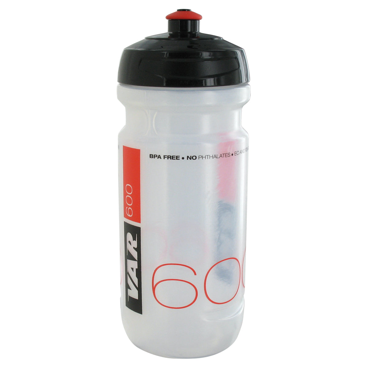 Bidón VAR 600ml Transparente Negro/Rojo